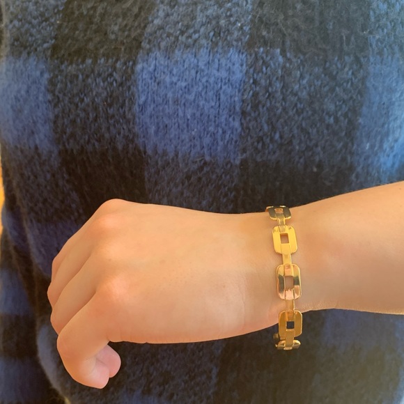 Anthropology Revolve SHASHI Chain Link Cuff Bracelet 18K Gold Plated Silver NWT - Picture 1 of 4